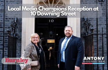 Sue Plunkett of the Burnley Express visits Number 10 for the Local Media Champtions Reception